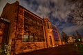 Curran historic school building paranormal tour night view