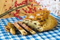 Currant bread with almond paste Royalty Free Stock Photo