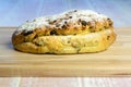 Currant bread on a wooden cutting board Royalty Free Stock Photo