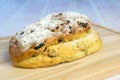 Currant bread on a wooden cutting board Royalty Free Stock Photo