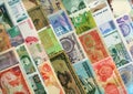 Currencies from around the world, paper banknotes.