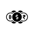 Black solid icon for Currencies, money and stance Royalty Free Stock Photo