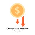 Currencies Weaken Flat Illustration