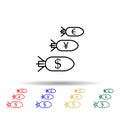 Currency bombs multi color icon. Simple thin line, outline vector of trade wars icons for ui and ux, website or mobile application Royalty Free Stock Photo