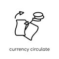 currency circulate icon. Trendy modern flat linear vector currency circulate icon on white background from thin line