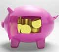 Currency Coins Piggy Shows Savings And Investment