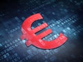 Currency concept: Red Euro on digital background Royalty Free Stock Photo