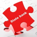 Currency concept: State Bank on puzzle background Royalty Free Stock Photo