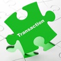 Currency concept: Transaction on puzzle background Royalty Free Stock Photo