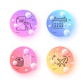 Currency, Connecting flight and Calendar minimal line icons. For web application, printing. Vector