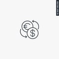 Currency conversion, linear style sign for mobile concept and web design