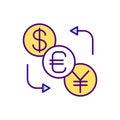 Currency conversion RGB color icon