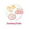 Currency, crisis concept icon