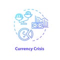 Currency, crisis concept icon