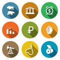 Currency devaluation Icons Set. Vector Royalty Free Stock Photo