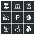 Currency devaluation icons. Vector Illustration. Royalty Free Stock Photo