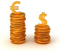Currency dominancy - US dollar and Euro Royalty Free Stock Photo