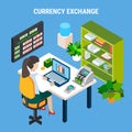 Currency Exchange Banking Isometric Composition