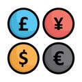 Currency exchange, currency notes Vector icon which can easily modify Royalty Free Stock Photo