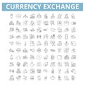 Currency exchange icons, line symbols, web signs, vector set, isolated illustration Royalty Free Stock Photo