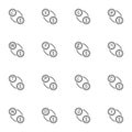 Currency exchange line icons set Royalty Free Stock Photo