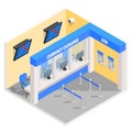 Currency exchange office in isometric style design. Vector flat 3d finance and money isolated icons and elements Royalty Free Stock Photo