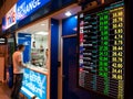 Currency exchange rates LED display board at airport