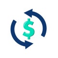 Currency exchange simple icon. Money Transfer sign. Dollar in rotation arrow symbol. Quality design elements. Royalty Free Stock Photo