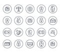 Currency, finance, forex trading line icons