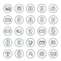 Currency, financial operations, forex line icons