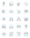 Currency gains linear icons set. Profits, Gain, Appreciation, Value, Strength, Growth, Increase line vector and concept