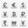 Currency icons set, web buttons Royalty Free Stock Photo