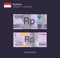 Currency of Indonesia. Flat vector illustration of indonesian ten thousand rupiah.