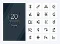 20 Currency line Filled icon for presentation