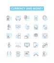 Currency and money vector line icons set. Currency, Money, Forex, Exchange, Banking, Loans, Investment illustration