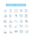 Currency and money vector line icons set. Currency, Money, Forex, Exchange, Banking, Loans, Investment illustration