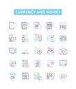 Currency and money vector line icons set. Currency, Money, Forex, Exchange, Banking, Loans, Investment illustration