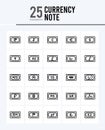 25 Currency Note Outline icons Pack vector illustration Royalty Free Stock Photo