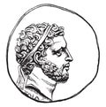Currency Perseus, vintage engraving