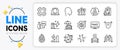 Currency rate, Reminder and Consumption growth line icons. For web app. Vector