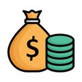 Currency sack, dollar sack Vector icon which can easily modify