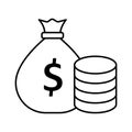 Currency sack, dollar sack Vector icon which can easily modify