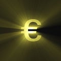 Currency sign Euro bright light flare