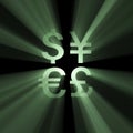 Currency sign money green light flare Royalty Free Stock Photo