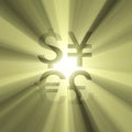 Currency sign money sun light flare Royalty Free Stock Photo