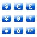 Currency Sign Square Vector Blue Icon Royalty Free Stock Photo