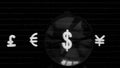 Currency signs, pound, euro, dollar and yen on a black background Royalty Free Stock Photo