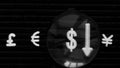 Currency signs, pound, euro, dollar and yen on a black background Royalty Free Stock Photo