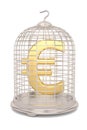 Currency symbol with bird cage isolated on white background 3D illustration Royalty Free Stock Photo