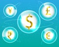 Currency Symbol Dollar,Euro,Rupee,Pound,Yen, Money exchange